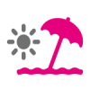 Karriere-Icon für Urlaub mit Sonne und Sonnenschirm
